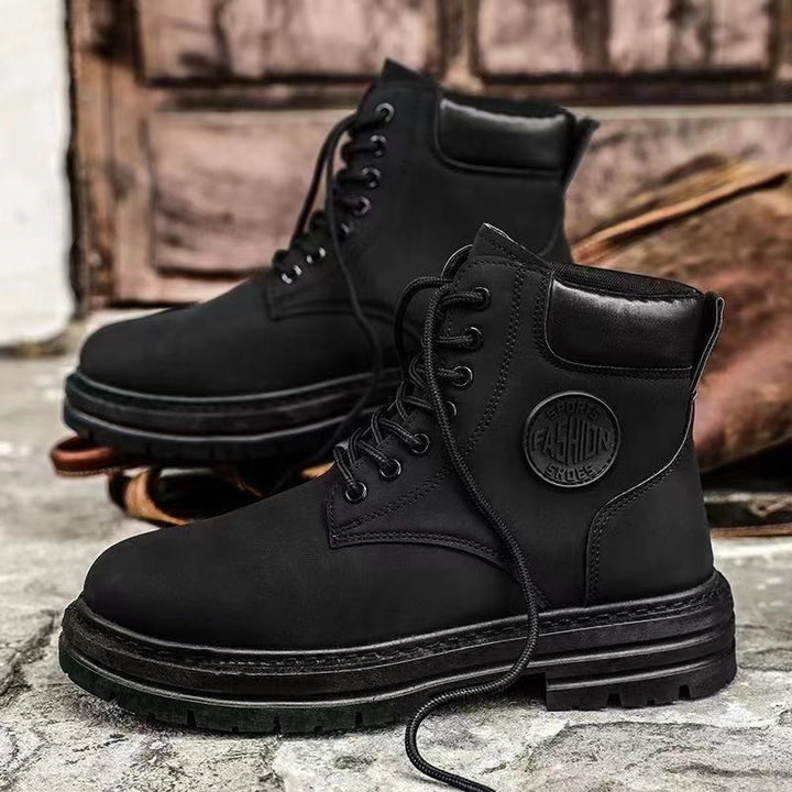 Robust unisex work-style boots, PU leather
