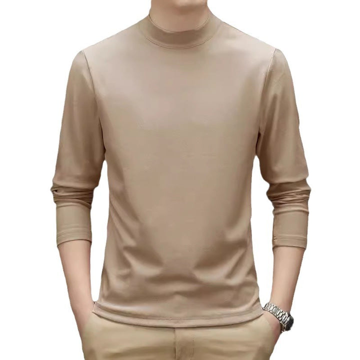 Men's long sleeve shirt with stand-up collar, padded