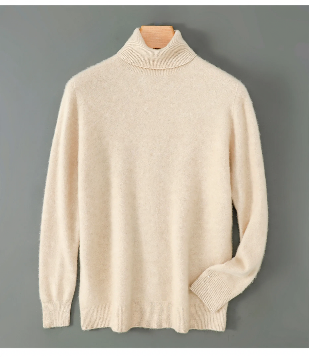 Men's wool sweater, roll neck, loose fit