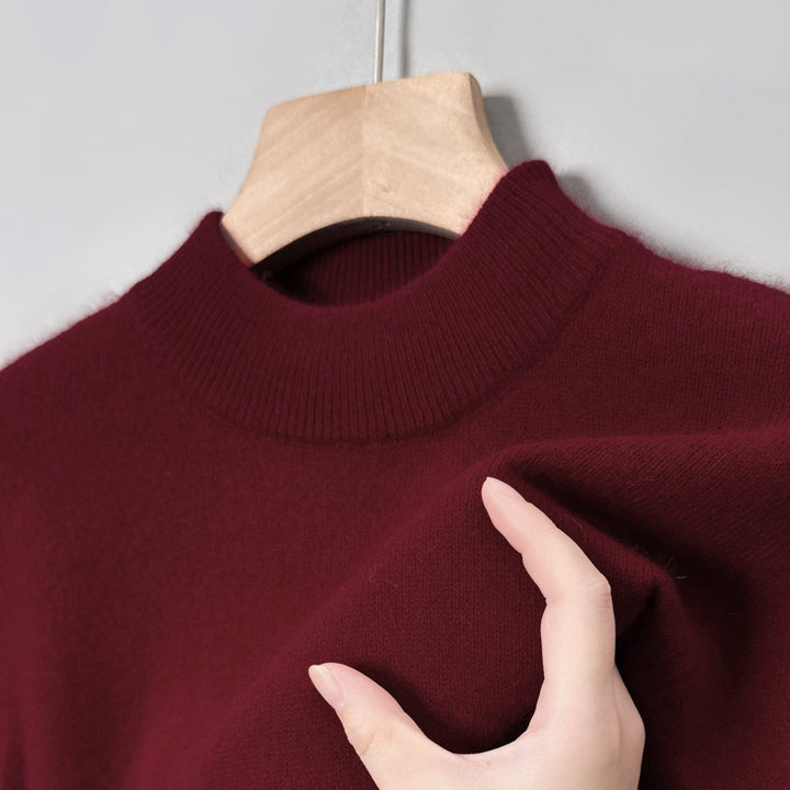 Men's knit sweater with stand-up collar, long-sleeved
