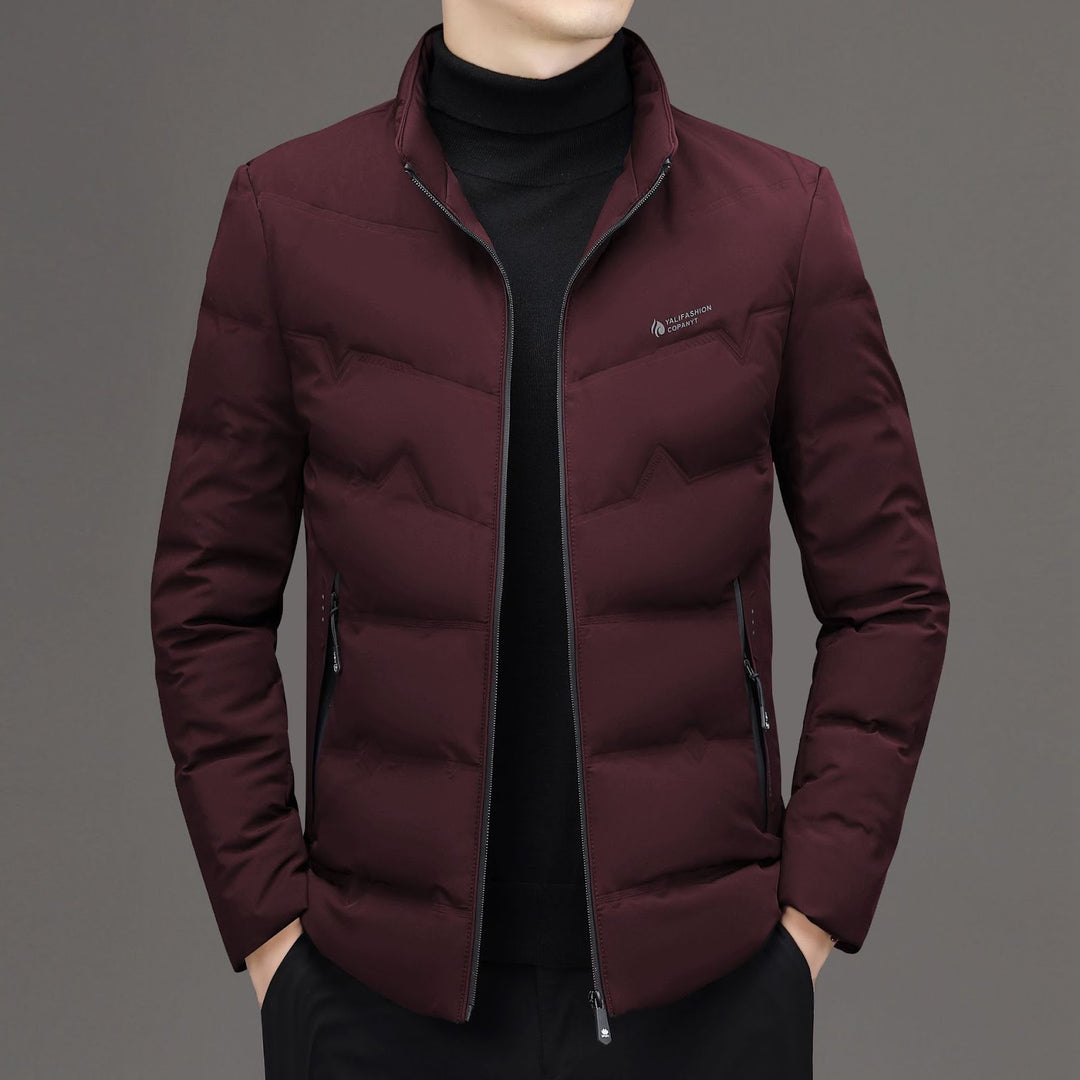 Men's down jacket with stand-up collar, white duck down