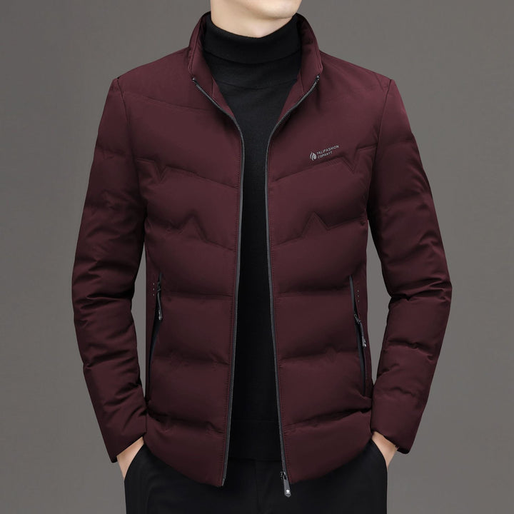Men's down jacket with stand-up collar, white duck down