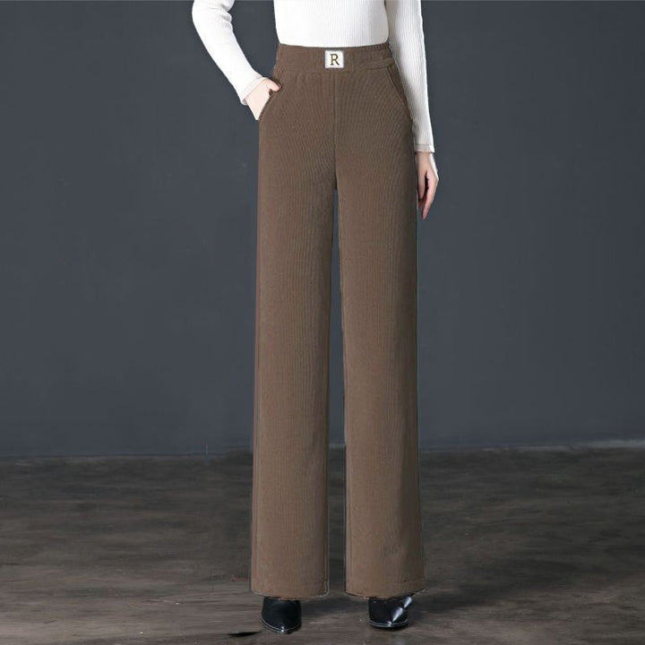 Padded corduroy wide pants for women, warm and straight