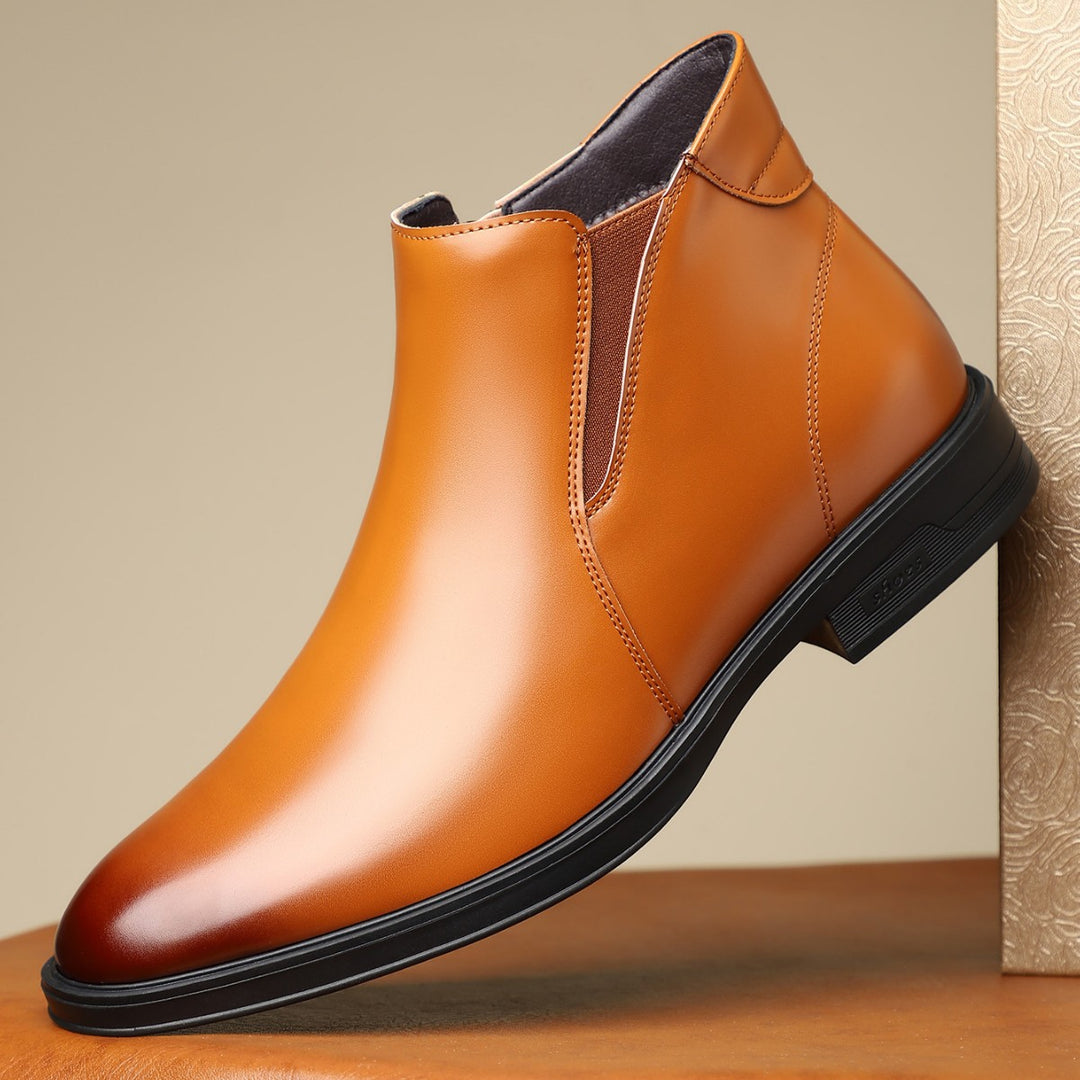 Men's Chelsea boots, pointed toe, block heel