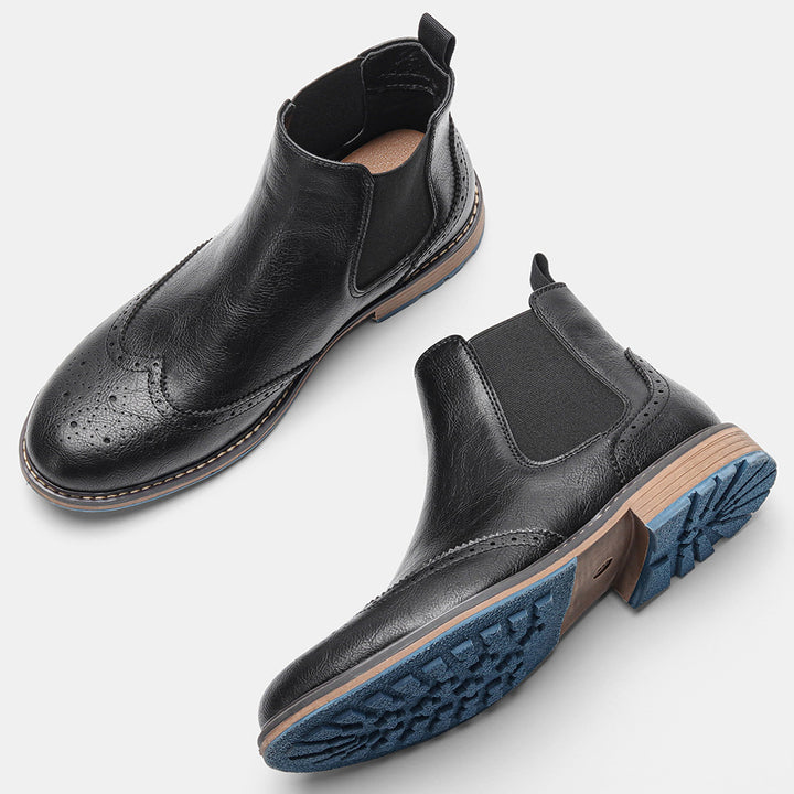 Men's Chelsea Boots, Brogue Design, Breathable