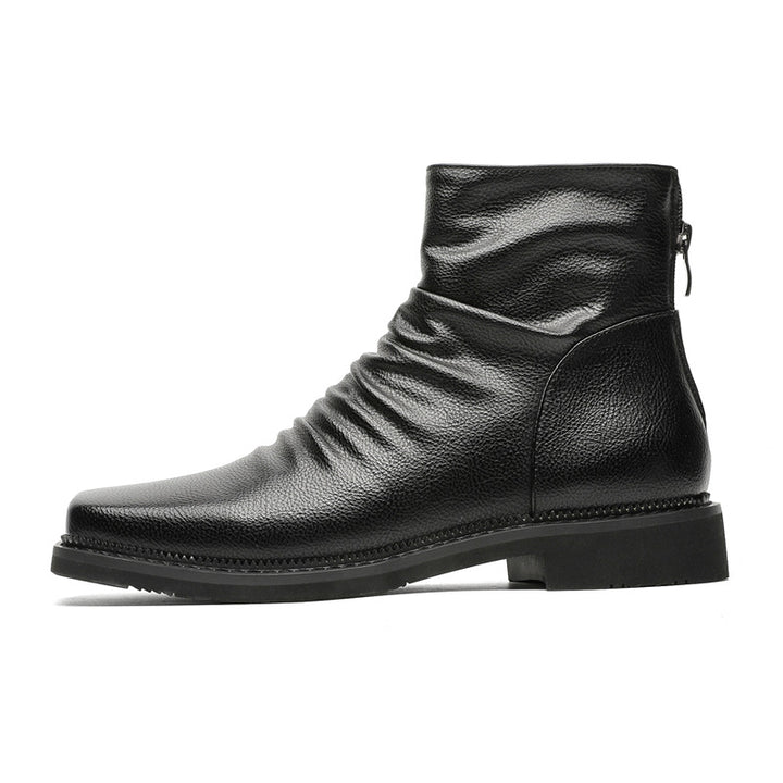 Men's ankle boots, British style, zipper at the back
