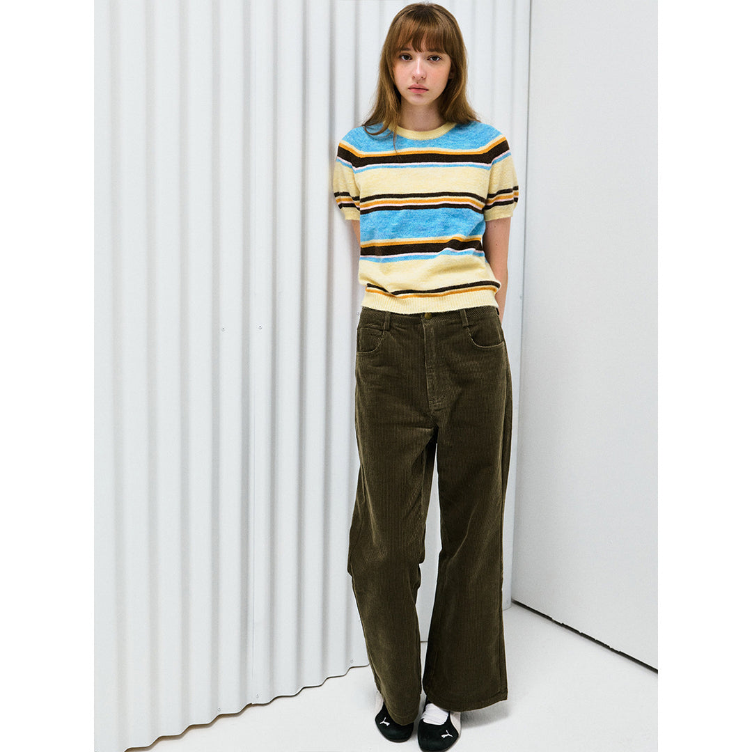 Women's corduroy pants, high-waisted, cotton, H63752