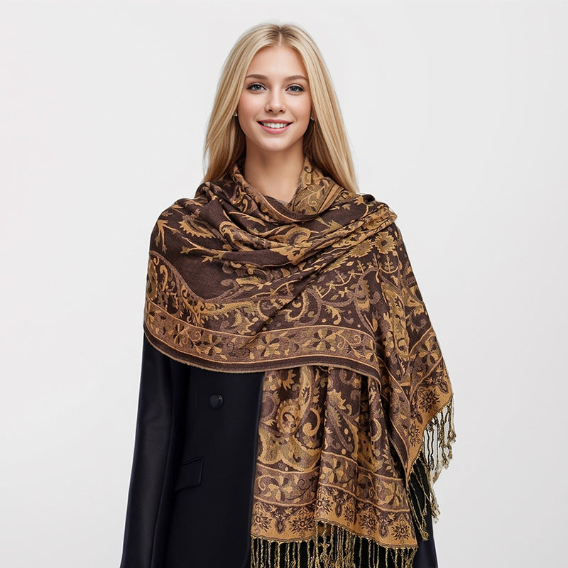 Elegant Stole with Jacquard Pattern