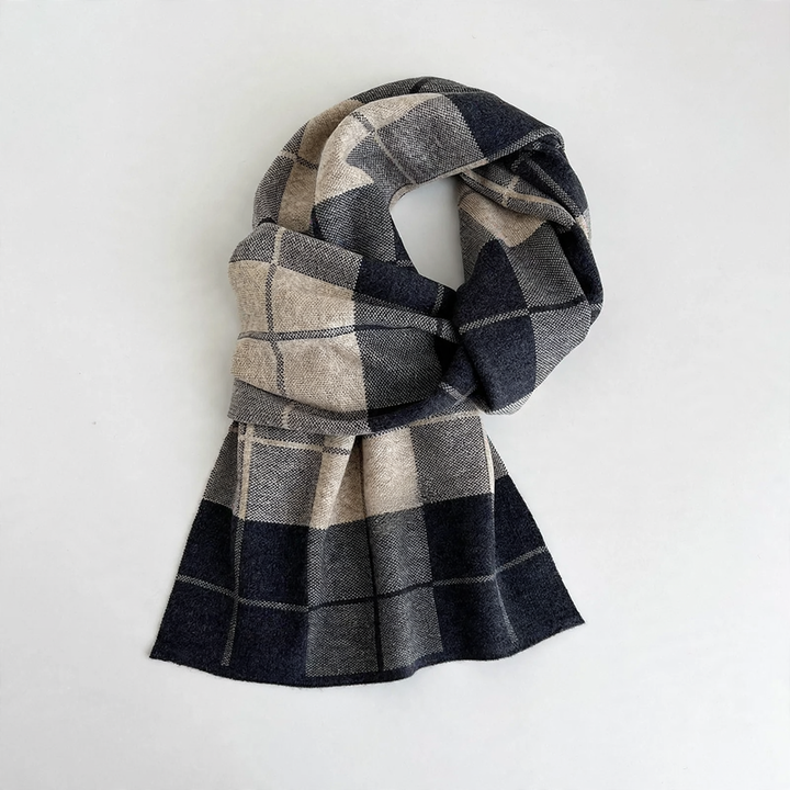 Men's wool scarf, checked, 180 cm