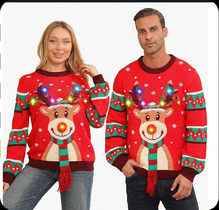 Christmas knitted sweater with jacquard pattern
