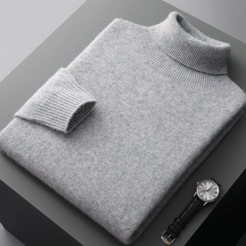 Men's wool pullover, roll neck, 350g, warm