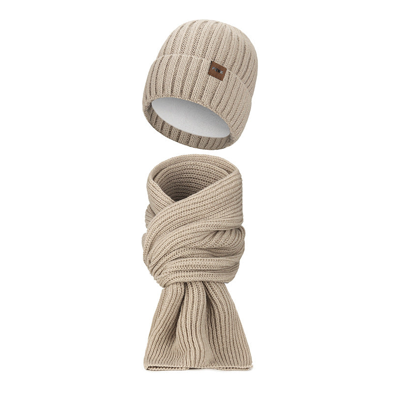 Knitted hat and long scarf set