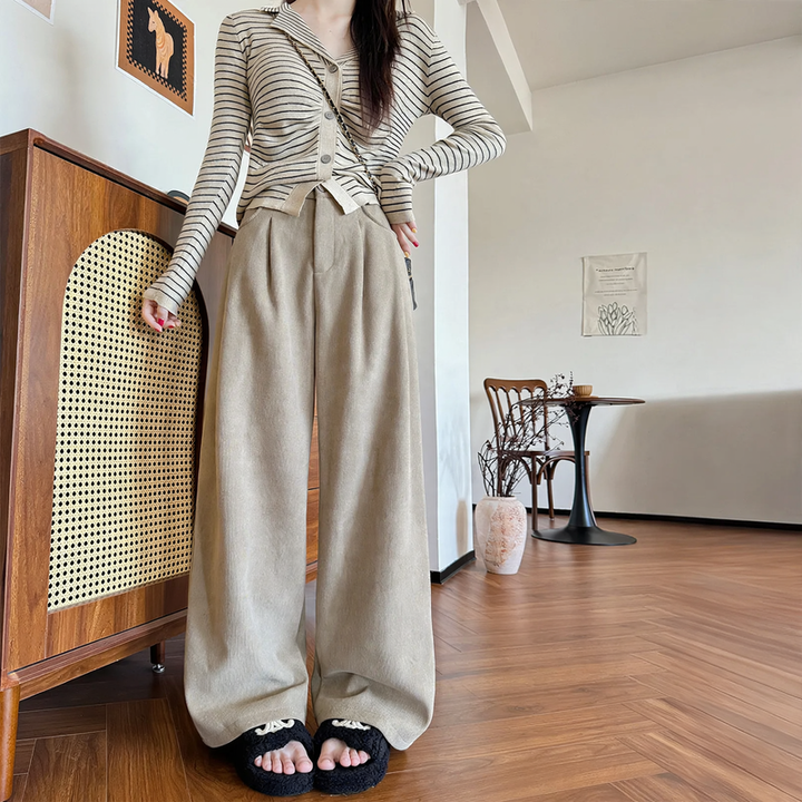 Elegant cord pants for women, wide cut