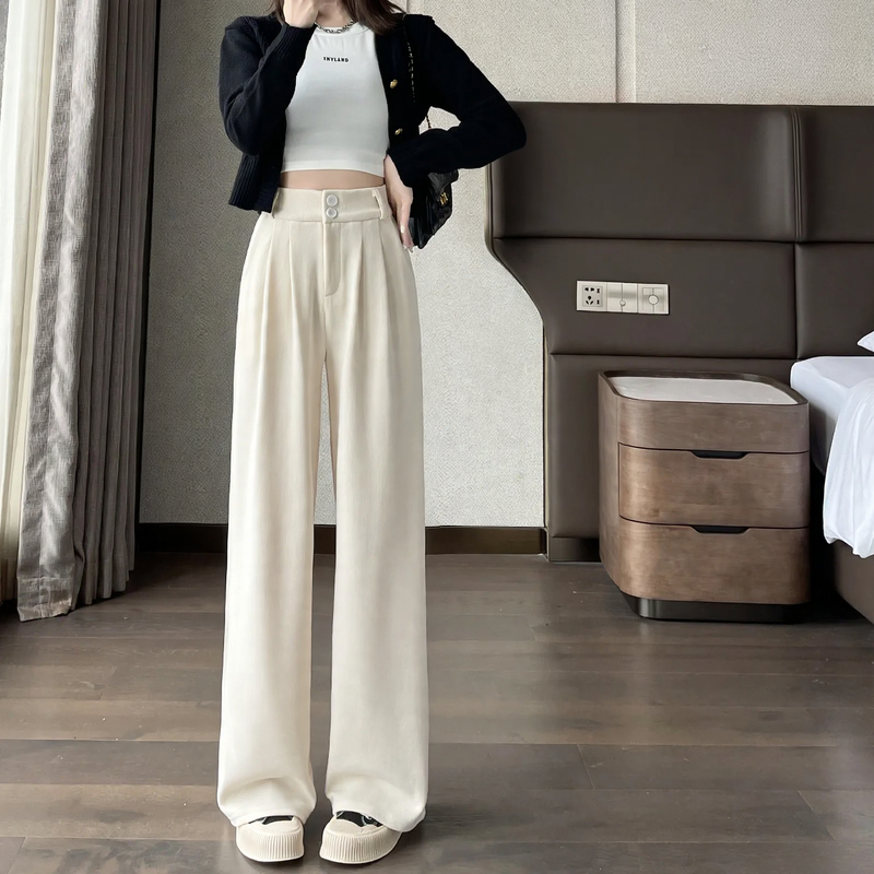 Ladies corduroy pants, wide cut, various lengths