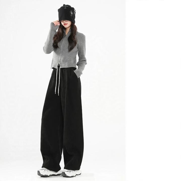 Ladies cord pants, insulated, wide fit