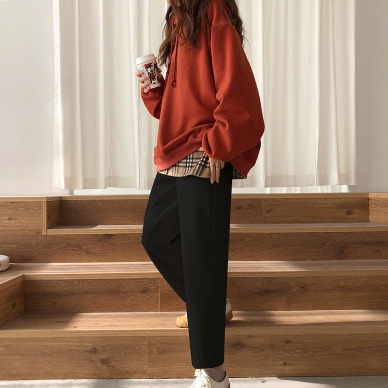 Cord pants with high waistband, wide cut, women