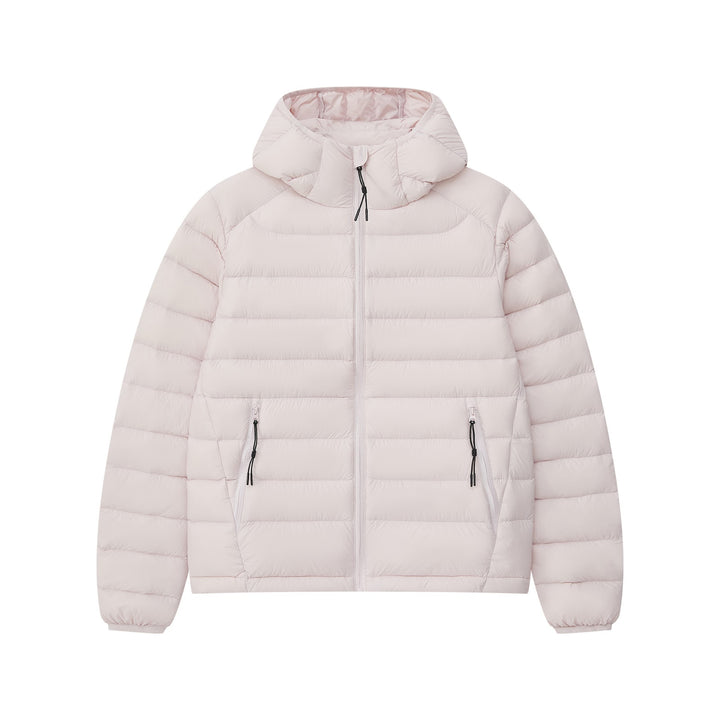 Women's down jacket with hood, quilted, warm