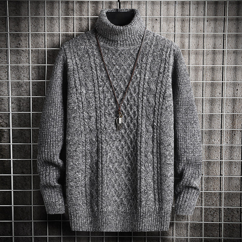 Men's sweater, turtleneck, diamond pattern, slim