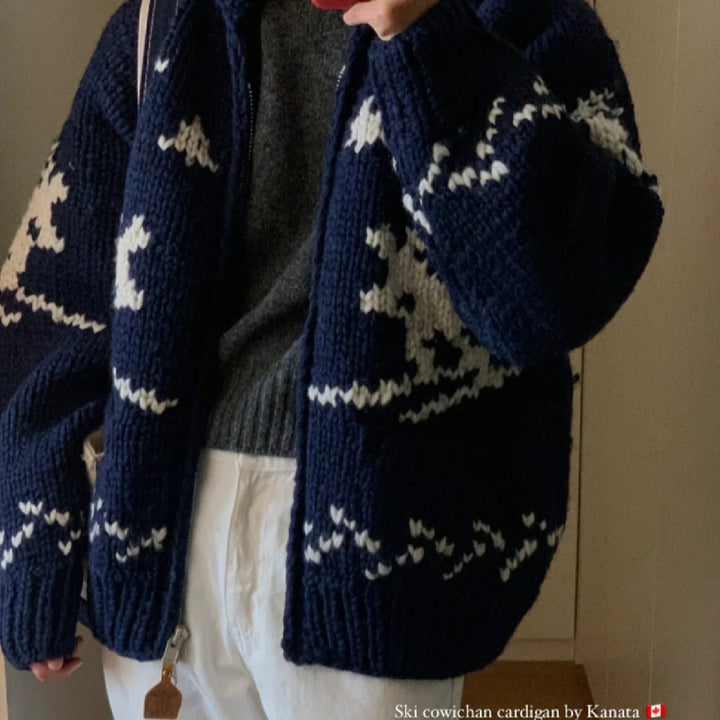 Women's Knit Sweater in Korean Style with Reindeer Motif