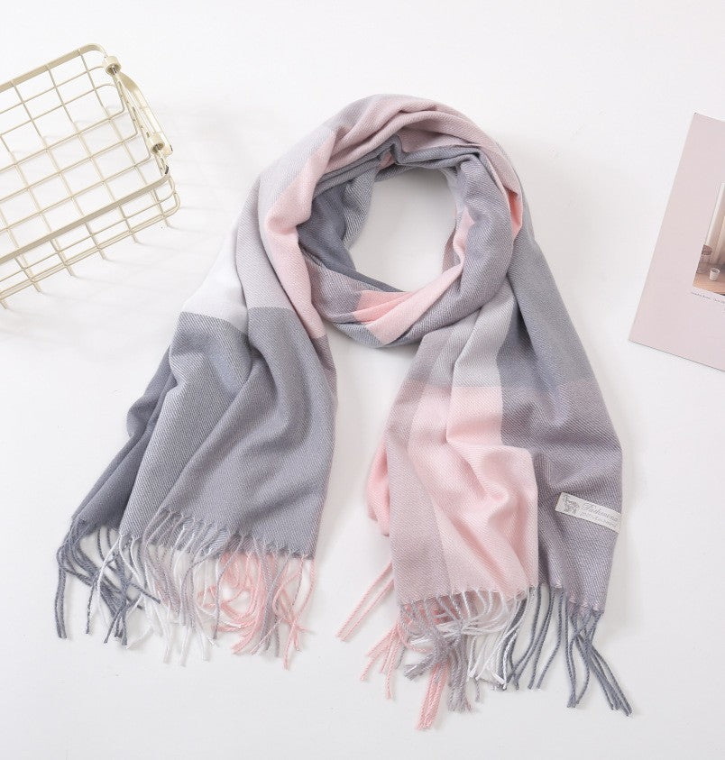 Checkered scarf in cashmere look, 70x200 cm