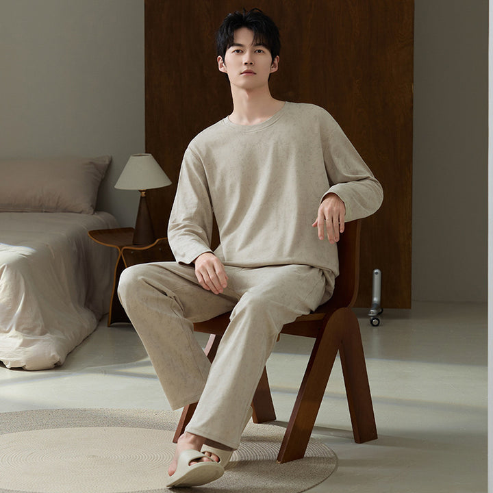 Antibacterial men's lounge suit made of cotton blend