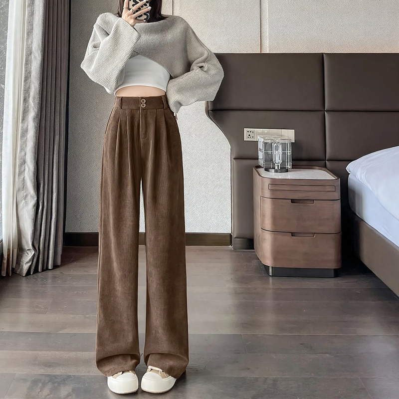 Ladies corduroy pants, wide cut, various lengths
