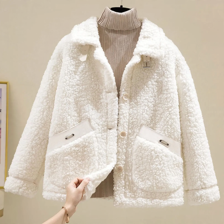 Lamb fleece imitation jacket for women, autumn and winter