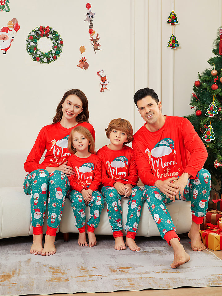 Family Pajama Set, Christmas-themed, with Santa Claus motif