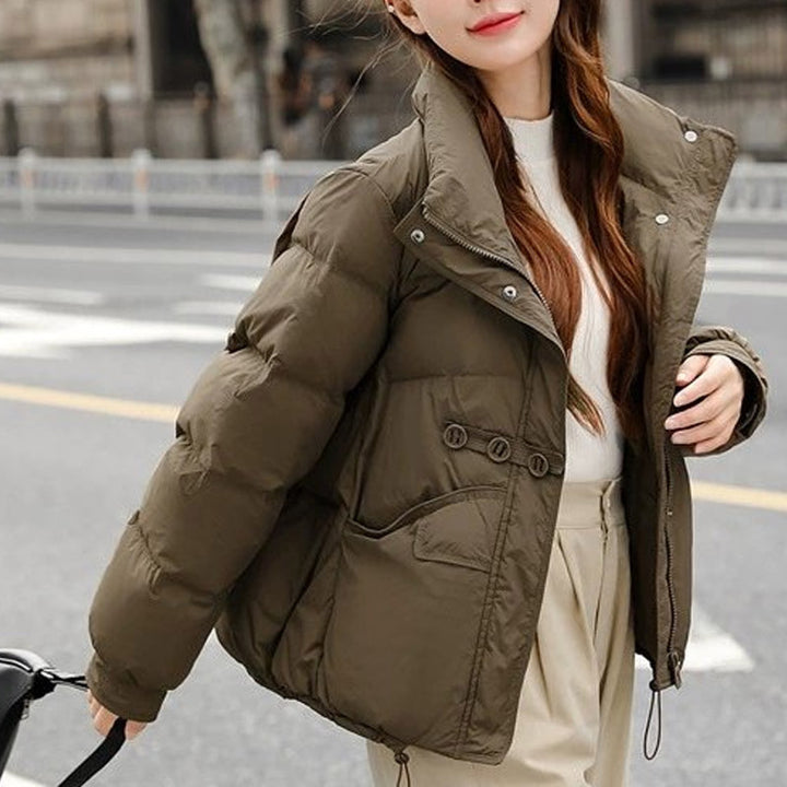 Warm women's down jacket with duck down