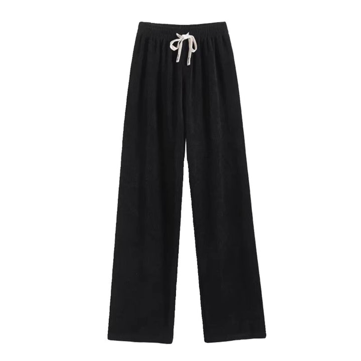 Chenille wide pants with zipper detail