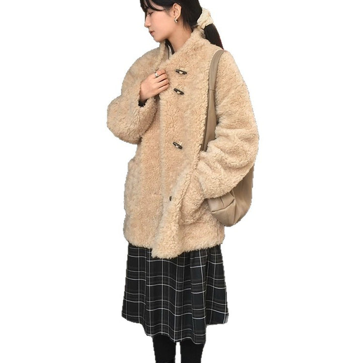 Women's Lambskin Imitation Coat, loose fit, lined