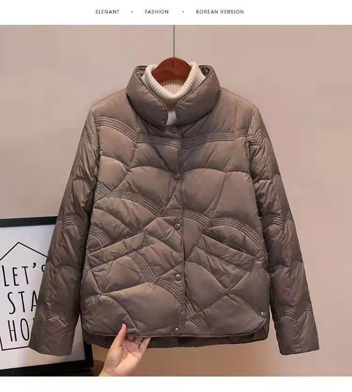Lightweight, short down jacket for women, white duck down