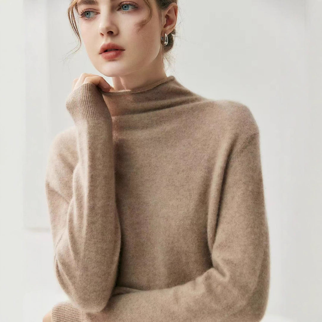 Women's cardigan with roll neck, reversible