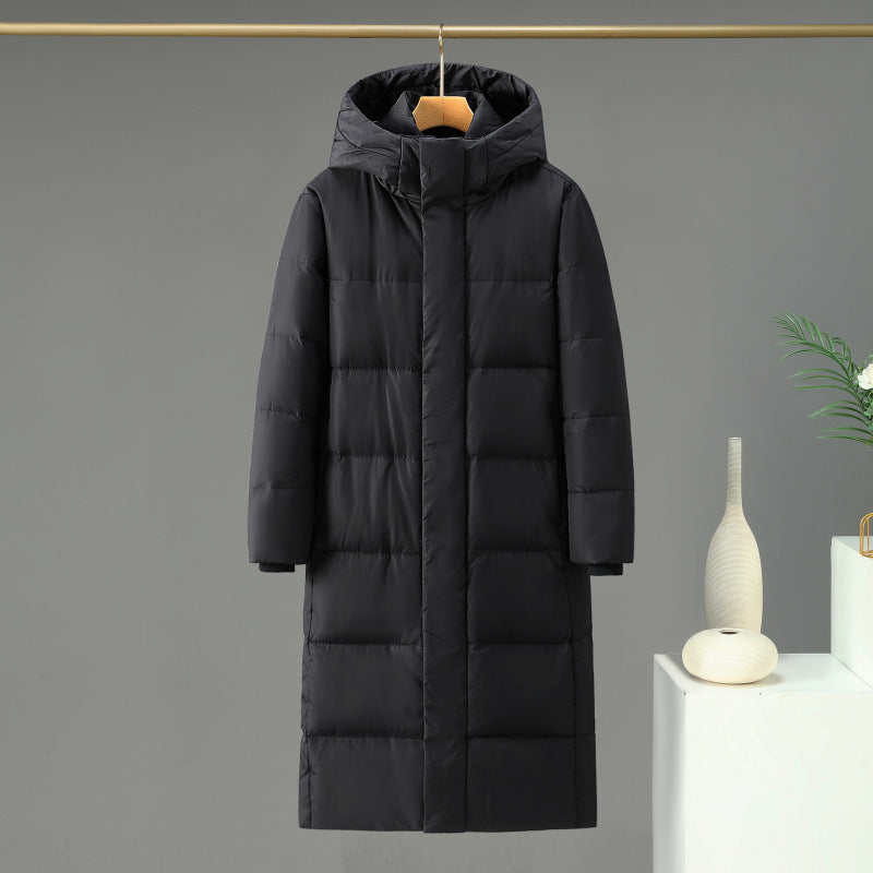 Long down coat, knee-length, for men and women