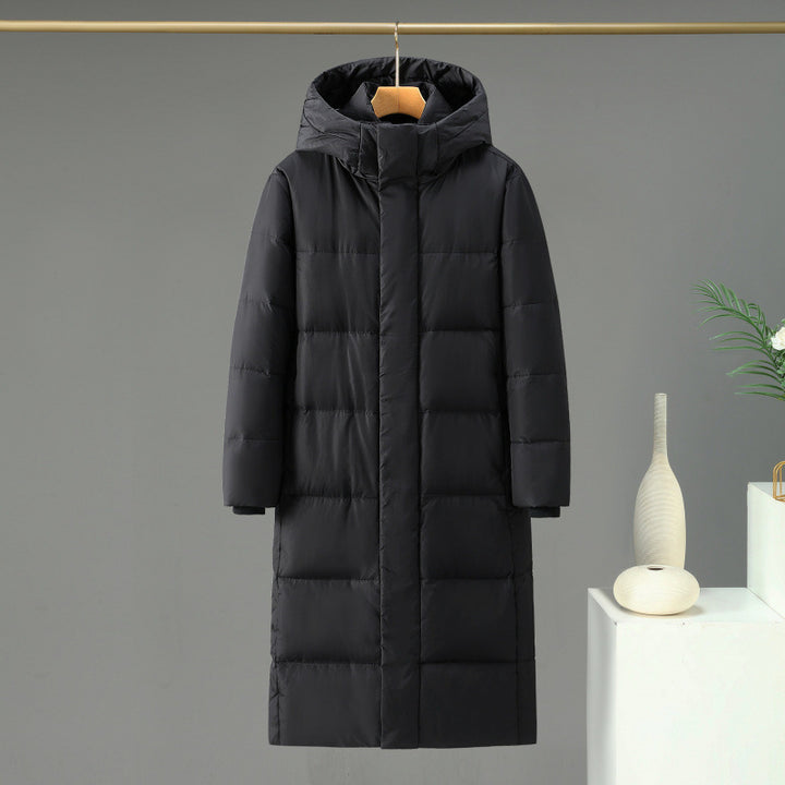 Long down coat, knee-length, for men and women
