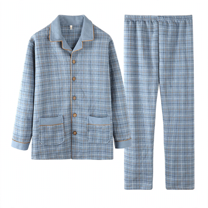 Padded men's pajama, 100% cotton, extra warm