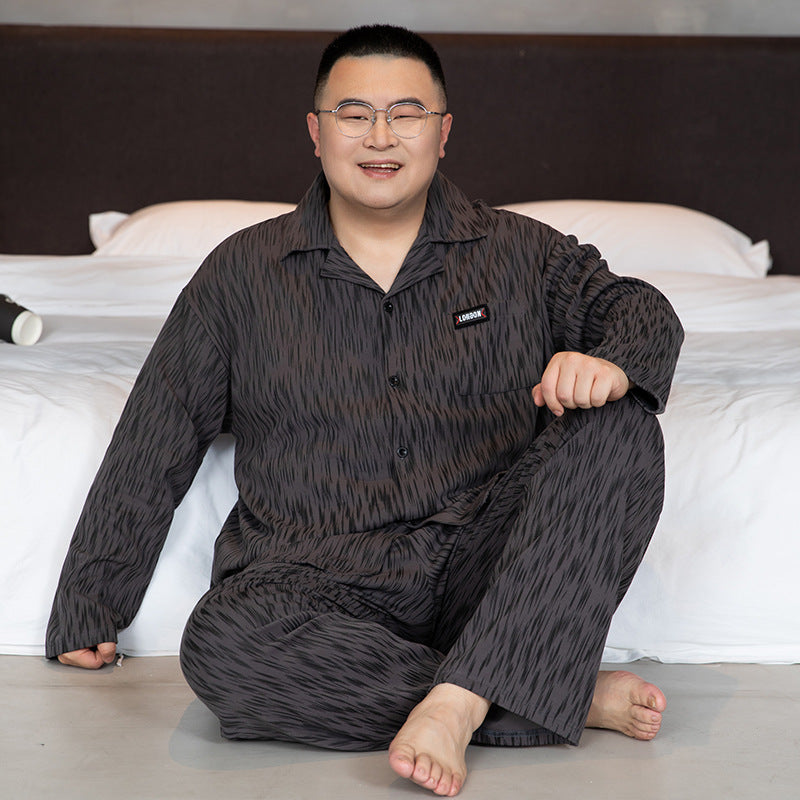 Men's Pajama Set, Cotton, with Lapels, Plus Sizes