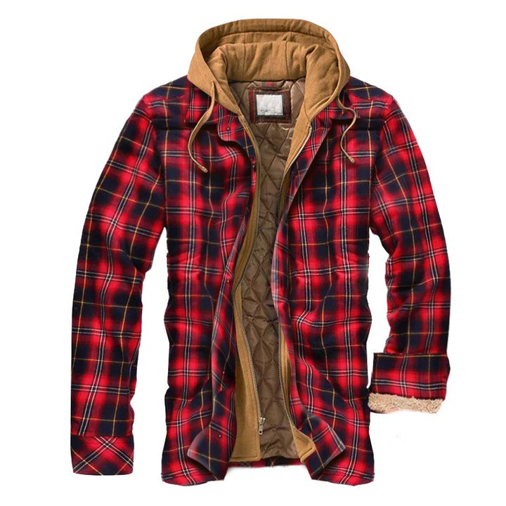 Men's hooded jacket, checkered, lined