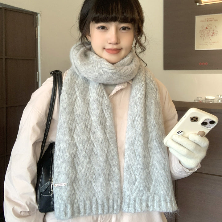 Alpaca wool knitted scarf, warm and soft, 24x165 cm
