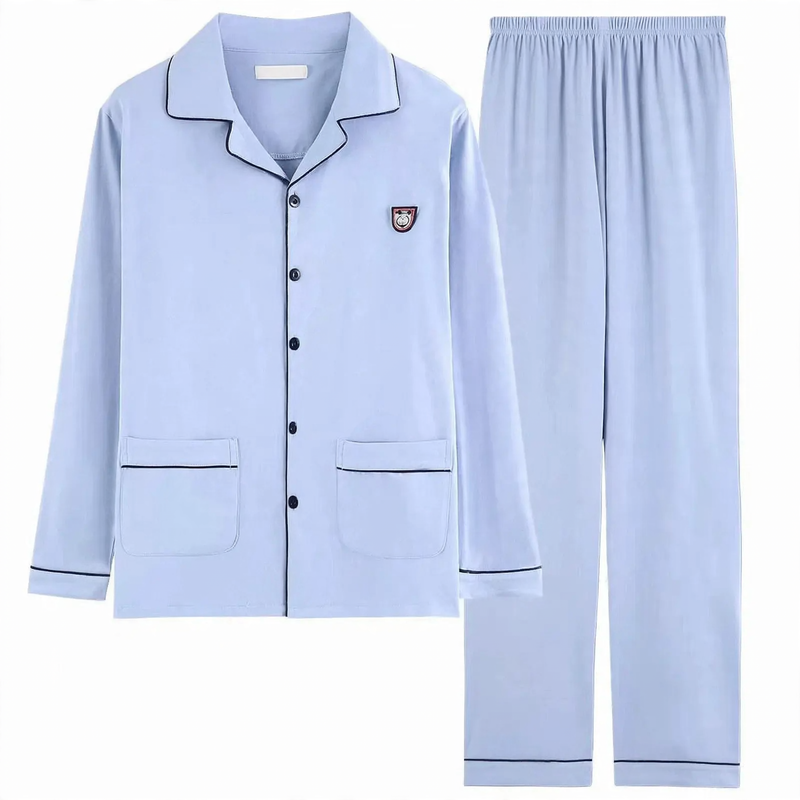Men's pajamas made of 100% cotton, long-sleeved