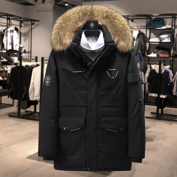 Padded men's down jacket with collar