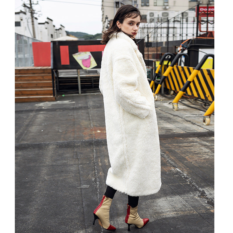Long Teddy Coat, white, women