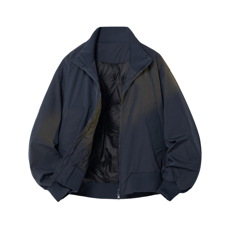 Men's aviator-style down jacket, 90% white duck down