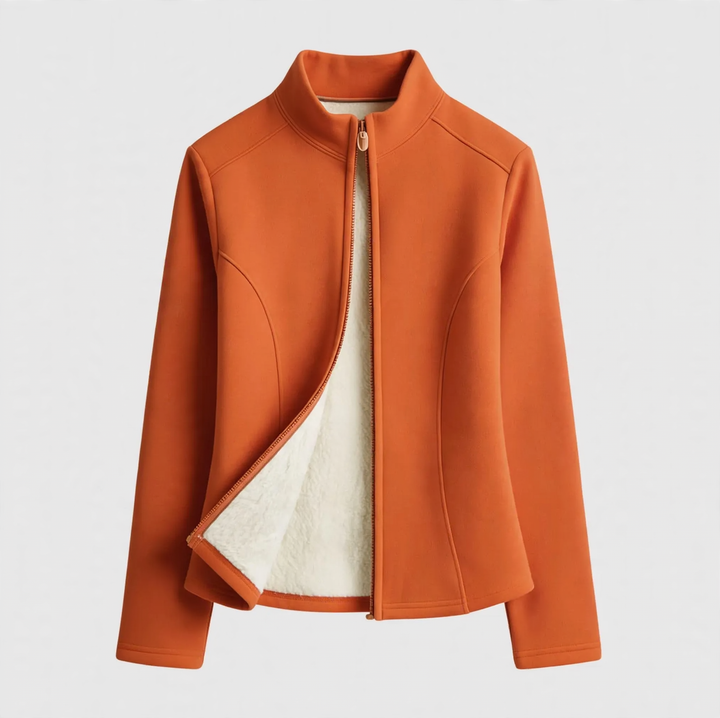 Padded yoga jacket with zipper and tailoring