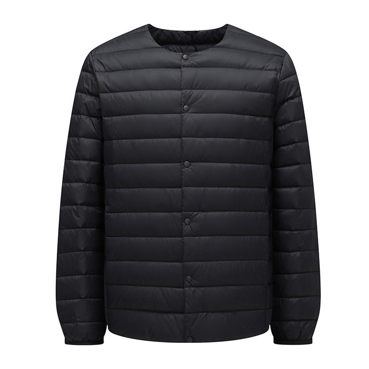 Unisex down jacket, lightweight, with adjustable neckline