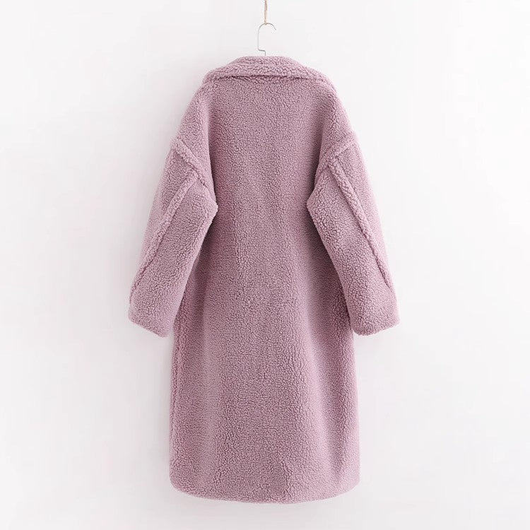 Women’s Teddy Coat, mid-length, with large lapels