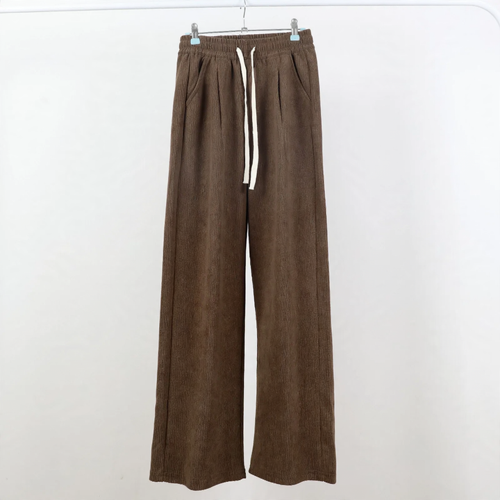 Casual cord pants with drawstring