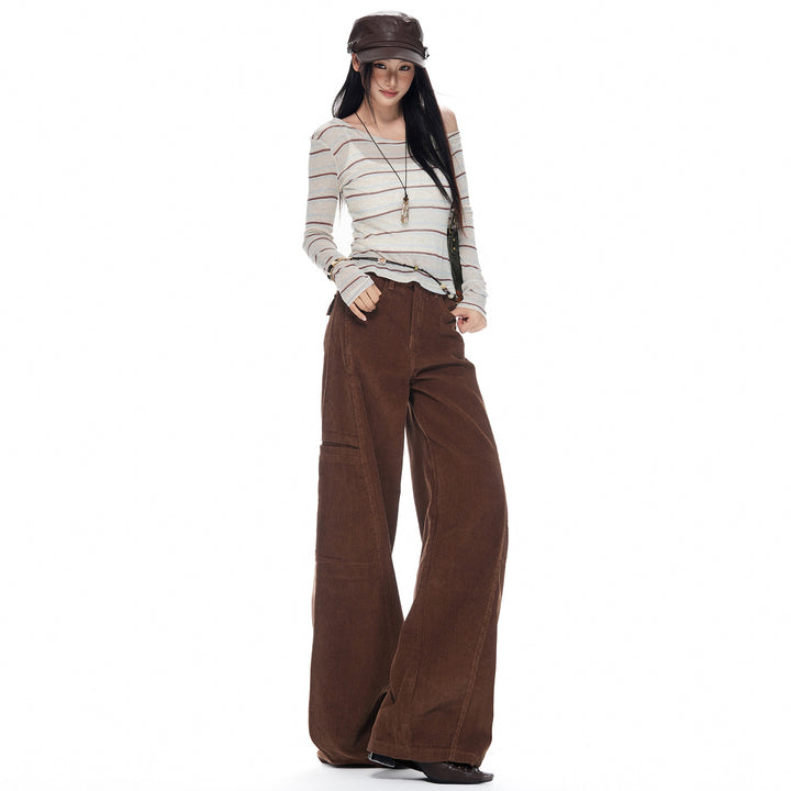 Retro Cord Pants with Wide Leg