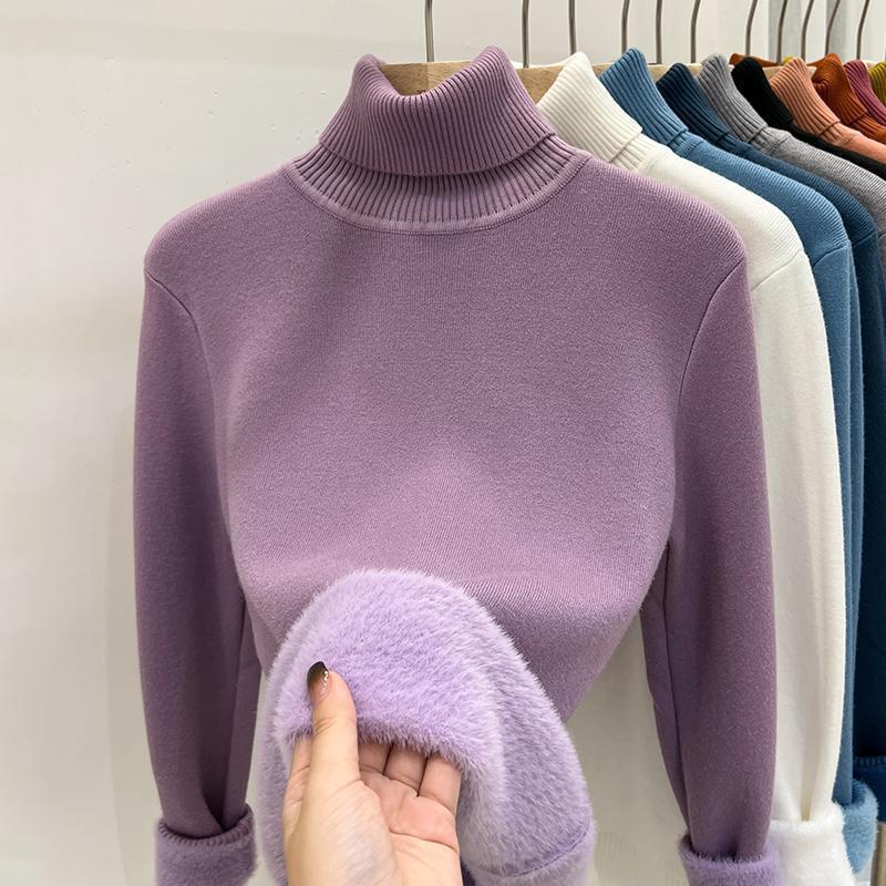 Women's turtleneck sweater, lined, warm, long sleeve