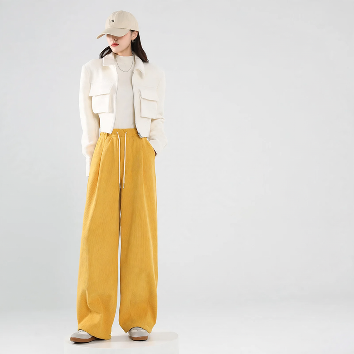 Ladies cord pants, insulated, wide fit